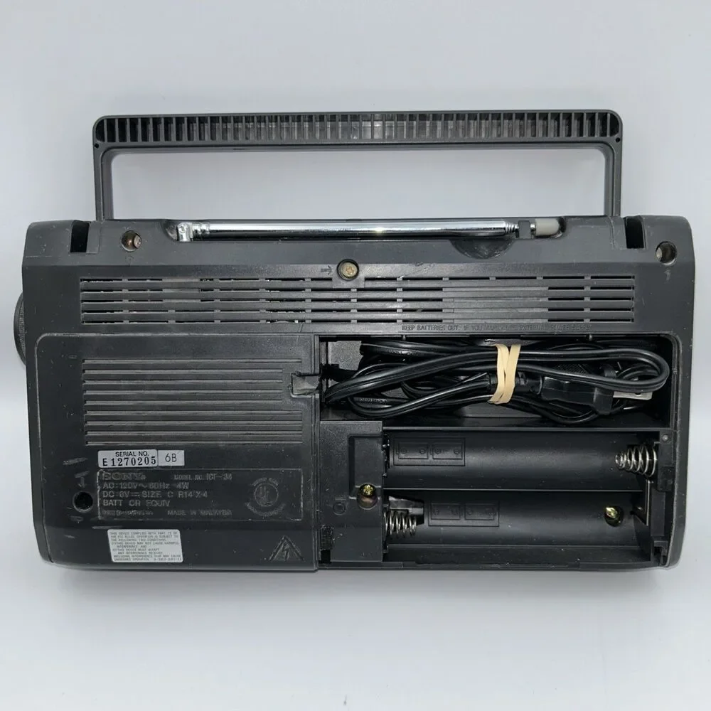 Vintage Sony ICF-36 Am/Fm Weather TV Band Portable Radio AC Battery Tested Works